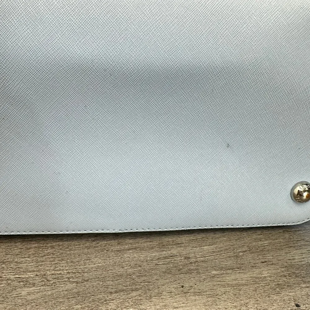 Michael Kors Blue Leather Tote with Front Pocket for Credit Cards